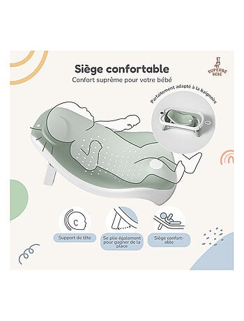 Baignoire bébé pliable - Thermomètre et transat inclus | SUPERBE BEBE