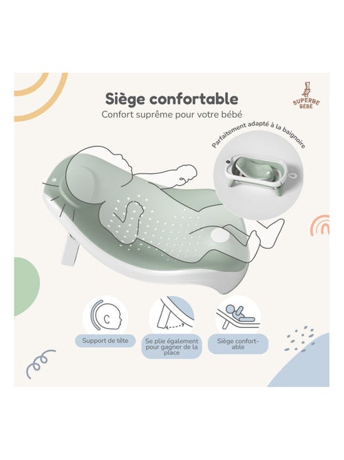 Baignoire bébé pliable - Thermomètre et transat inclus | SUPERBE BEBE - Kiabi