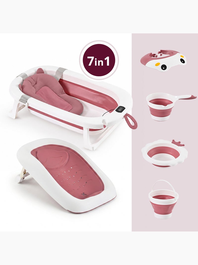 Baignoire bébé pliable 7en1 moby-system lilo rose avec thermomètre lcd bain Rose - Kiabi