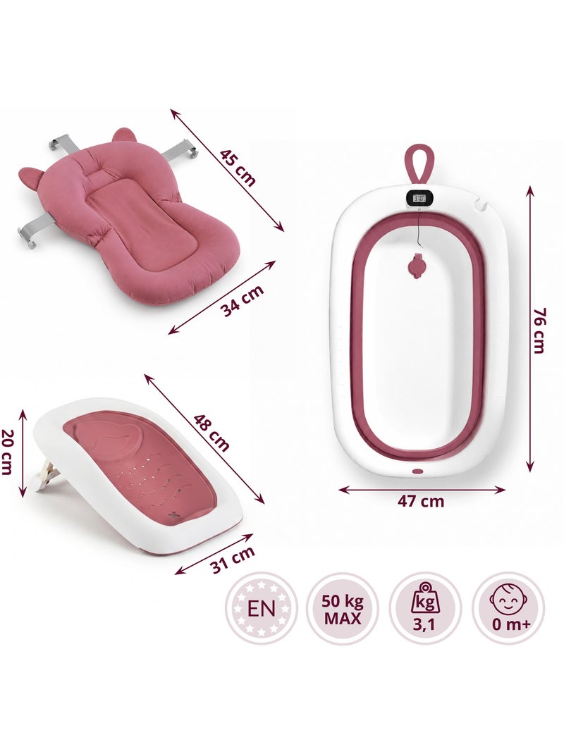Baignoire bébé pliable 7en1 moby-system lilo rose avec thermomètre lcd bain Rose - Kiabi