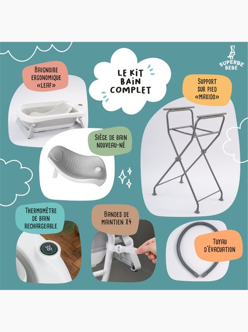 Baignoire bébé pliable avec support - Kit complet | SUPERBE BEBE - Kiabi