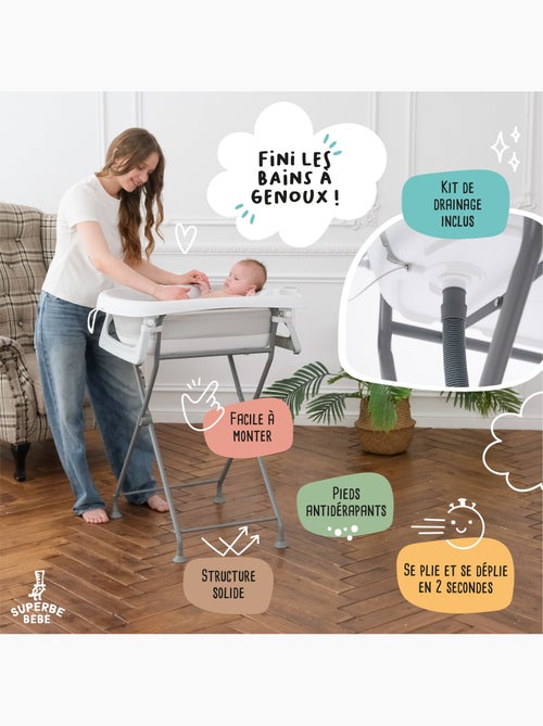 Baignoire bébé pliable avec support - Kit complet | SUPERBE BEBE - Kiabi