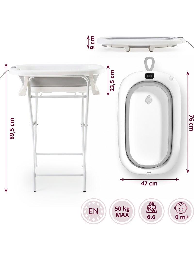 Baignoire bebe pliable support thermometre kit 8en1 transat coussin gris moby system Gris - Kiabi