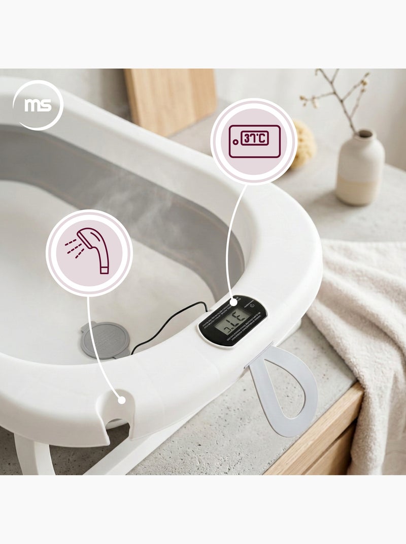 Baignoire bebe pliable support thermometre kit 8en1 transat coussin gris moby system Gris - Kiabi