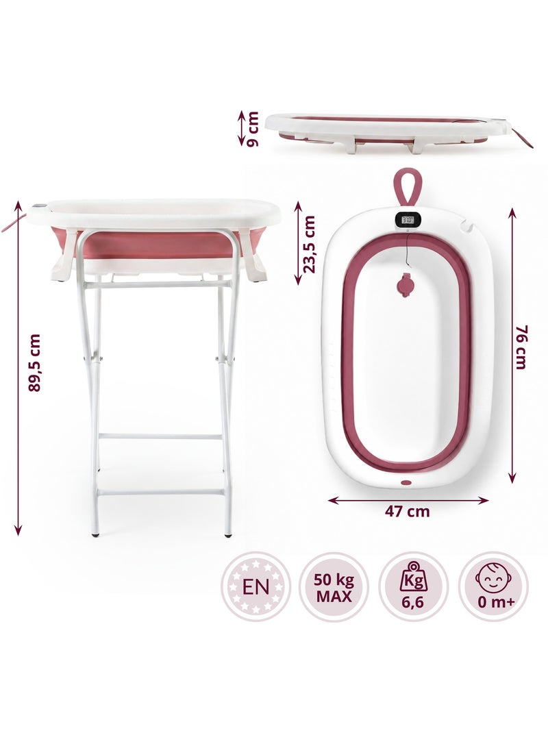 Baignoire bebe pliable support thermometre kit 8en1 transat coussin rose moby system Rose - Kiabi