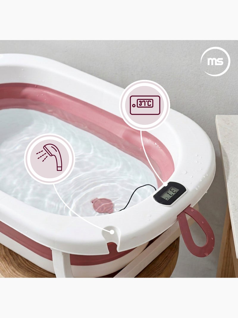 Baignoire bebe pliable support thermometre kit 8en1 transat coussin rose moby system Rose - Kiabi