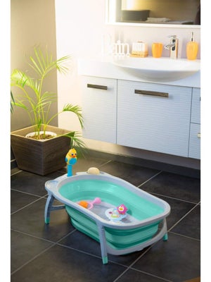 Baignoire Pliable Pour Bébé 0-8 Ans YARDIN - Avec Tapis Et Filet De Bain - Anthracite, économique En Espace