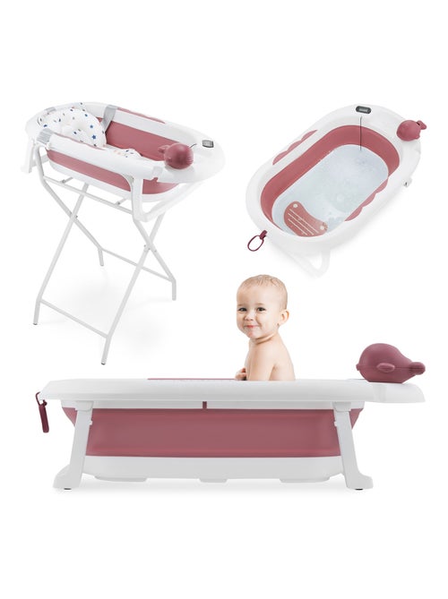 Baignoire Bébé Pliante, Thermomètre LCD - Coussin Doux - Support Métallique - Kiabi