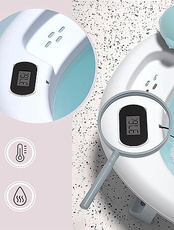 Baignoire Bébé Pliante Thermomètre LCD - Coussin Doux - Support Métallique