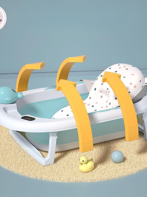 Baignoire Bébé Pliante Thermomètre LCD - Coussin Doux - Support Métallique - Kiabi