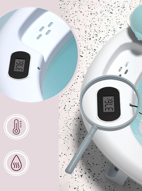 Baignoire Bébé Pliante Thermomètre LCD - Coussin Doux - Support Métallique - Kiabi