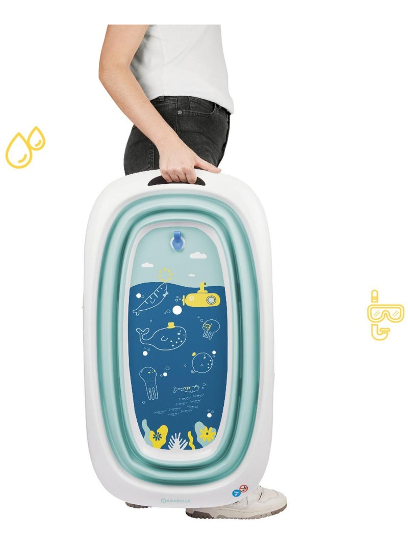 Baignoire pliable super compacte capacité 35L témoin température 'Badabulle' Bleu clair - Kiabi