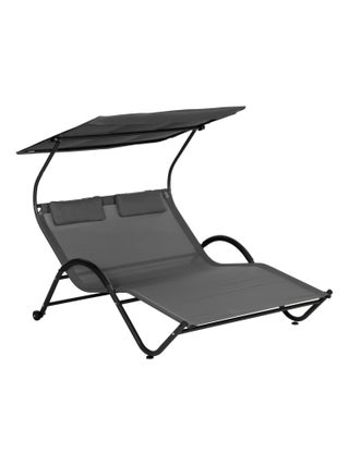 Bain de soleil 2 places design contemporain acier époxy polyester gris