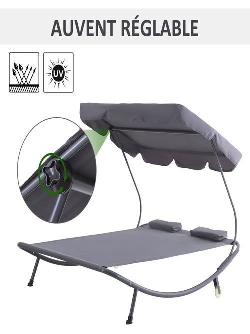 Bain de soleil 2 places design contemporain - Kiabi