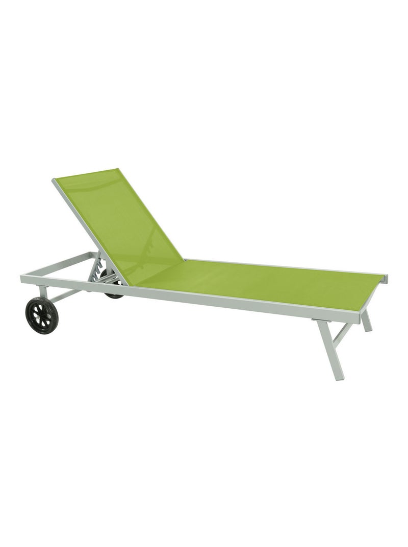 Bain de soleil Alu / Textilene "Bella" avec roues - Vert Vert - Kiabi