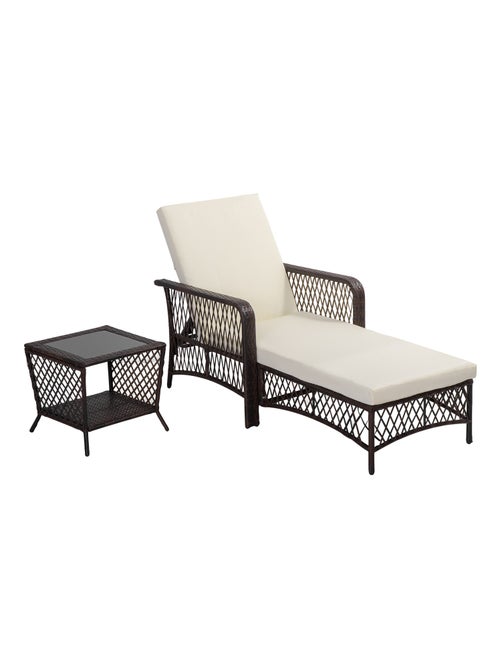 Bain de soleil design colonial avec table basse et matelas - Kiabi