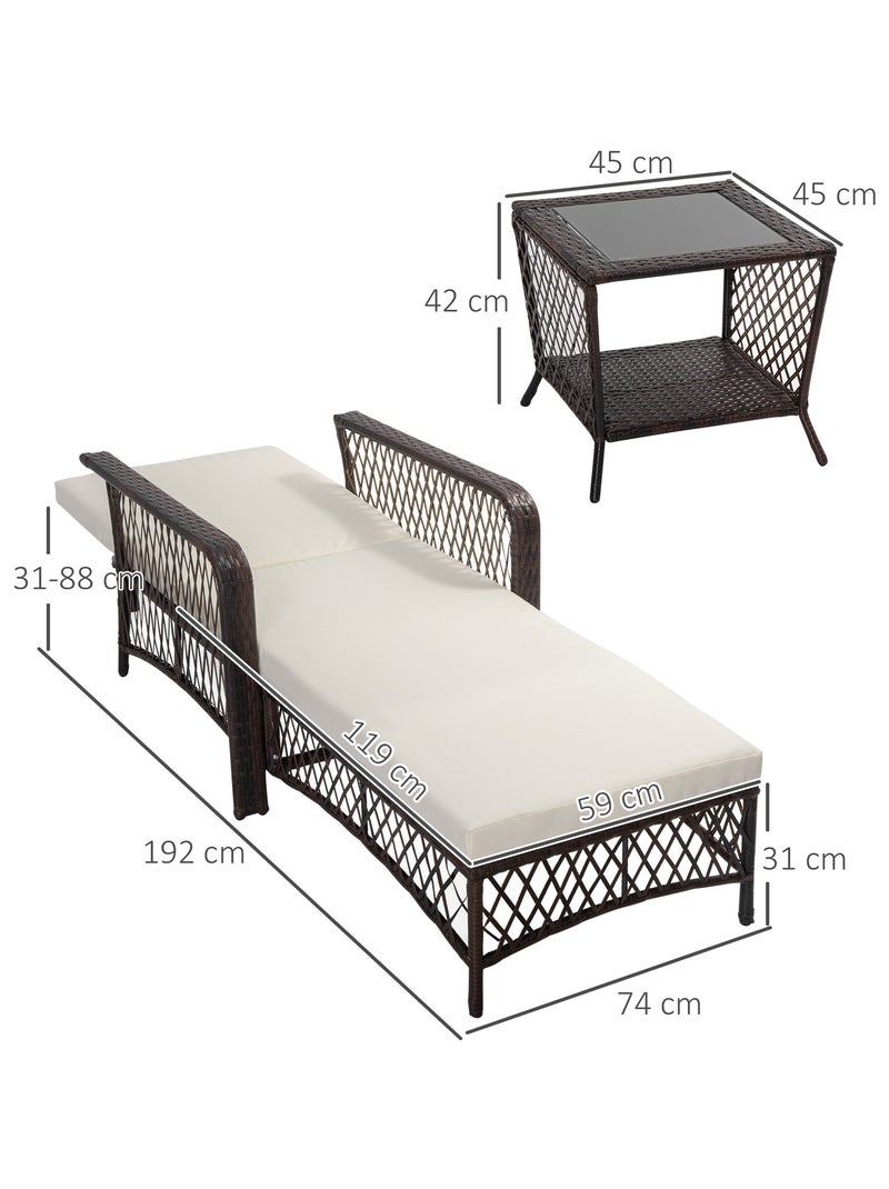 Bain de soleil design colonial avec table basse et matelas Marron - Kiabi