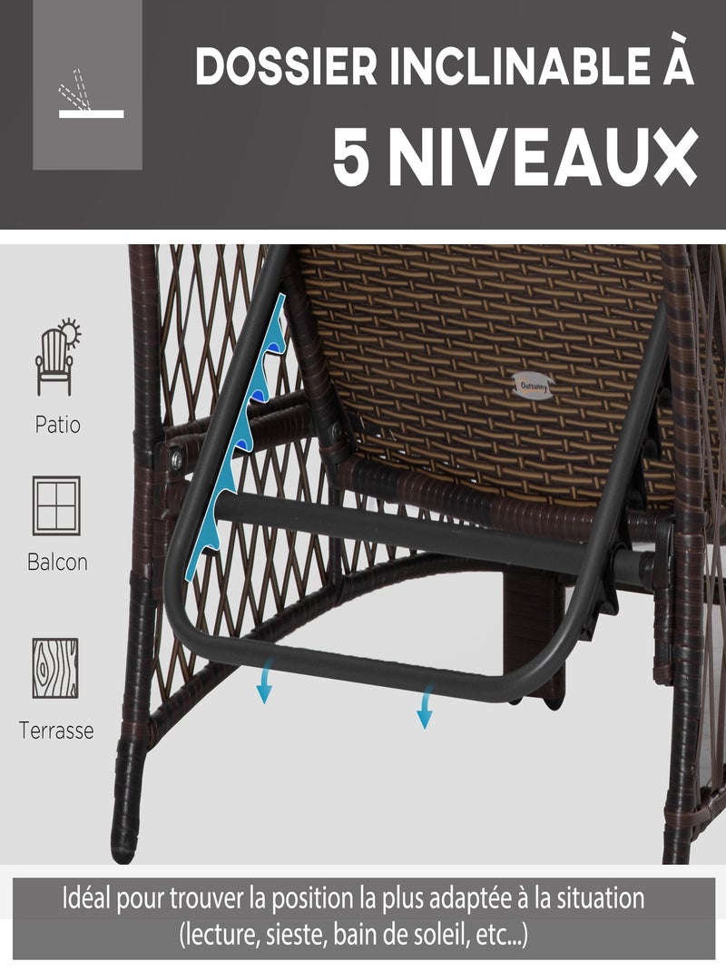 Bain de soleil design colonial avec table basse et matelas Marron - Kiabi