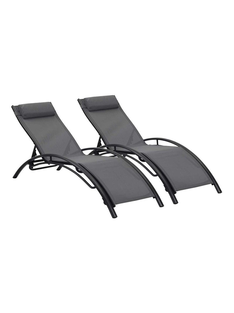 Bain de soleil en aluminium "Beauty" - Phoenix - Gris foncé / Noir - Lot de 2 Gris foncé - Kiabi