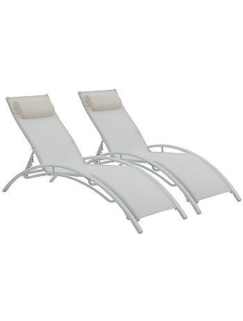 Lot de 2 bains de soleil en aluminium Beauty