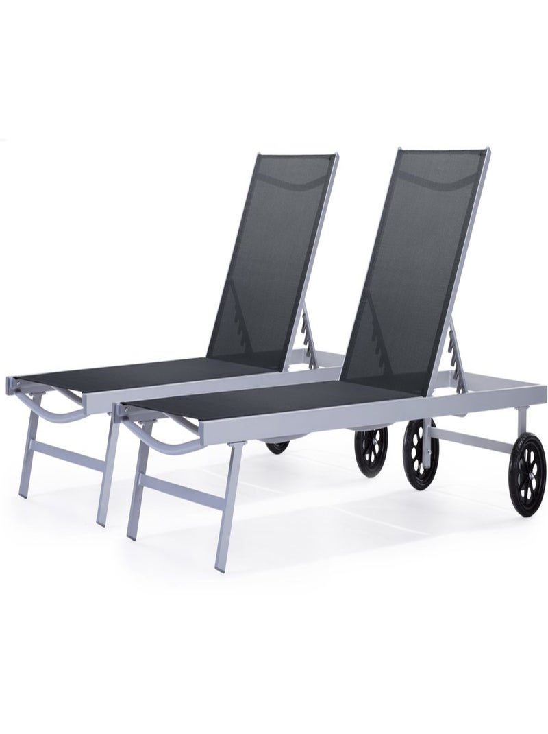 Bain de soleil en aluminium et textilène "Bella" - Lot de 2 Gris - Kiabi