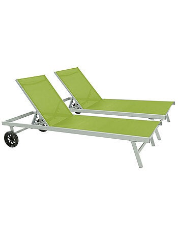 Bain de soleil en aluminium et textilène "Bella" - Lot de 2
