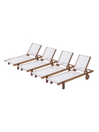 Bain de soleil en bois exotique "Saïgon" - Maple - Ecru - Lot de 4