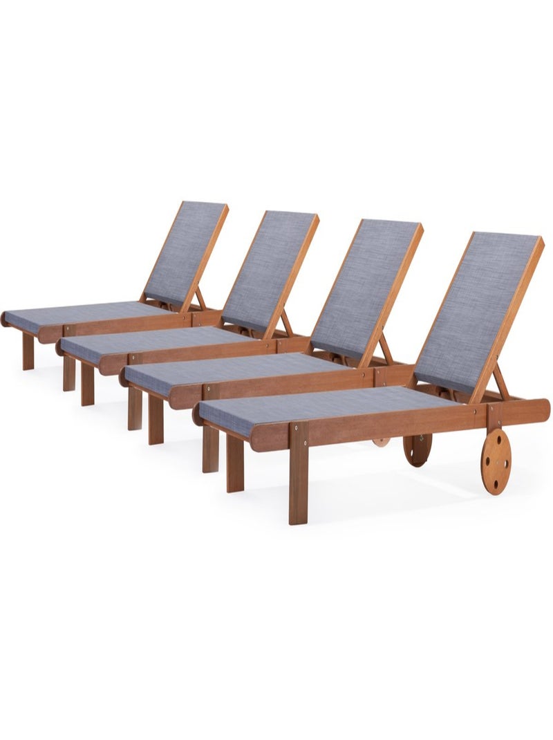 Bain de soleil en bois exotique "Saïgon" - Maple - Gris - Lot de 4 Gris - Kiabi