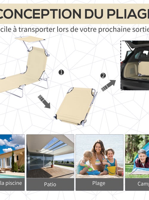 Bain de soleil pliable avec ombrelle SUNZWEET - Kiabi