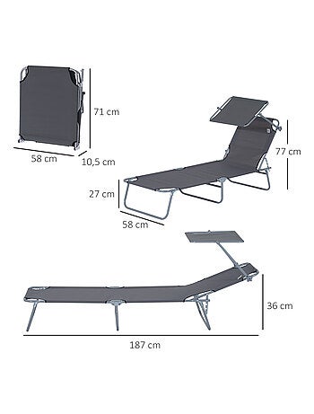 Bain de soleil pliable avec ombrelle SUNZWEET