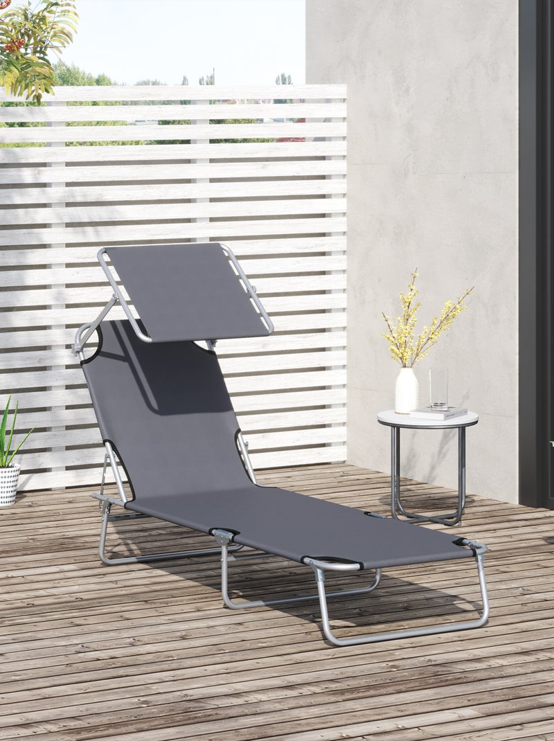 Bain de soleil pliable avec ombrelle SUNZWEET Gris - Kiabi