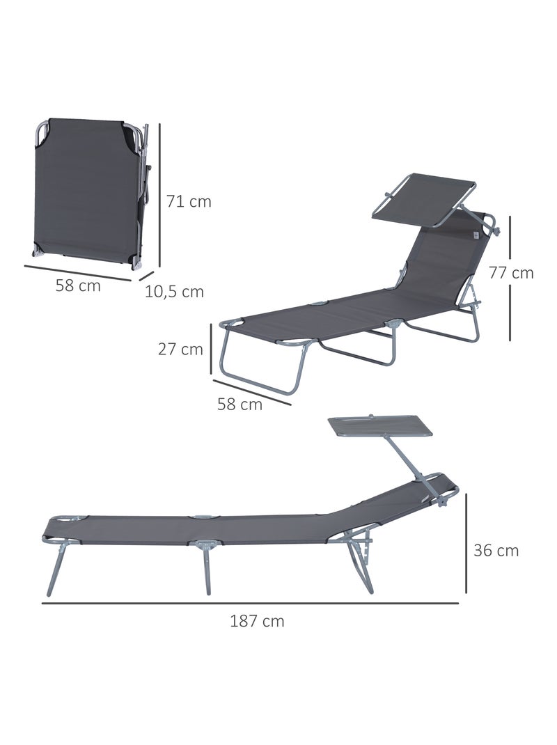 Bain de soleil pliable avec ombrelle SUNZWEET Gris - Kiabi