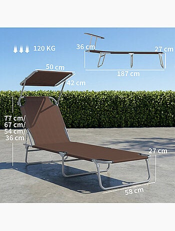Bain de soleil pliable avec ombrelle SUNZWEET