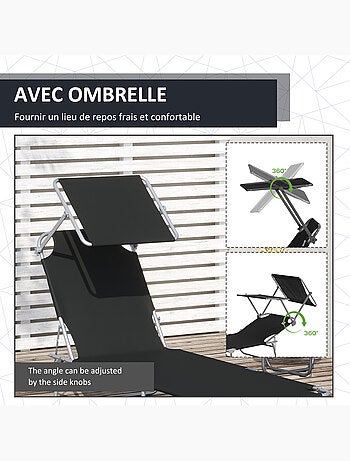 Bain de soleil pliable avec ombrelle SUNZWEET