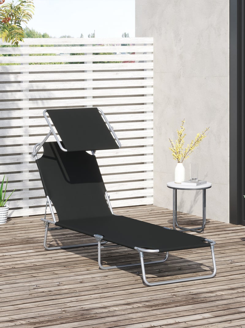 Bain de soleil pliable avec ombrelle SUNZWEET Noir - Kiabi
