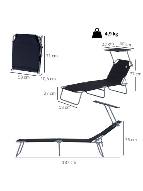 Bain de soleil pliable avec ombrelle SUNZWEET - Kiabi