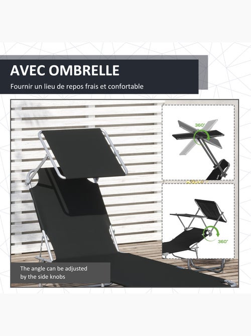 Bain de soleil pliable avec ombrelle SUNZWEET - Kiabi