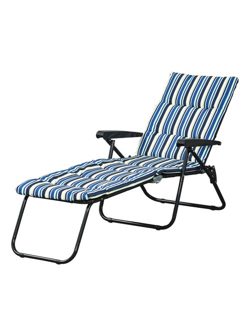 Bain de soleil pliable inclinable matelas accoudoirs acier polyester - Kiabi