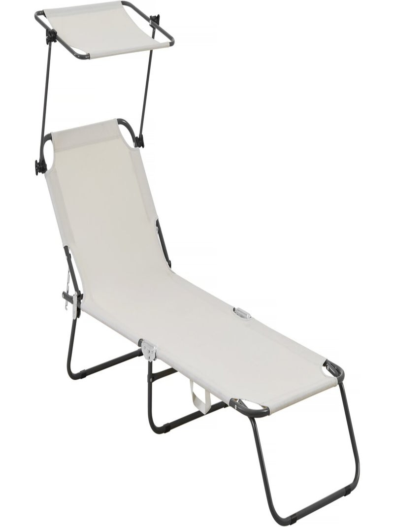 Bain de soleil pliable "Lazy" - Avec pare soleil Beige - Kiabi