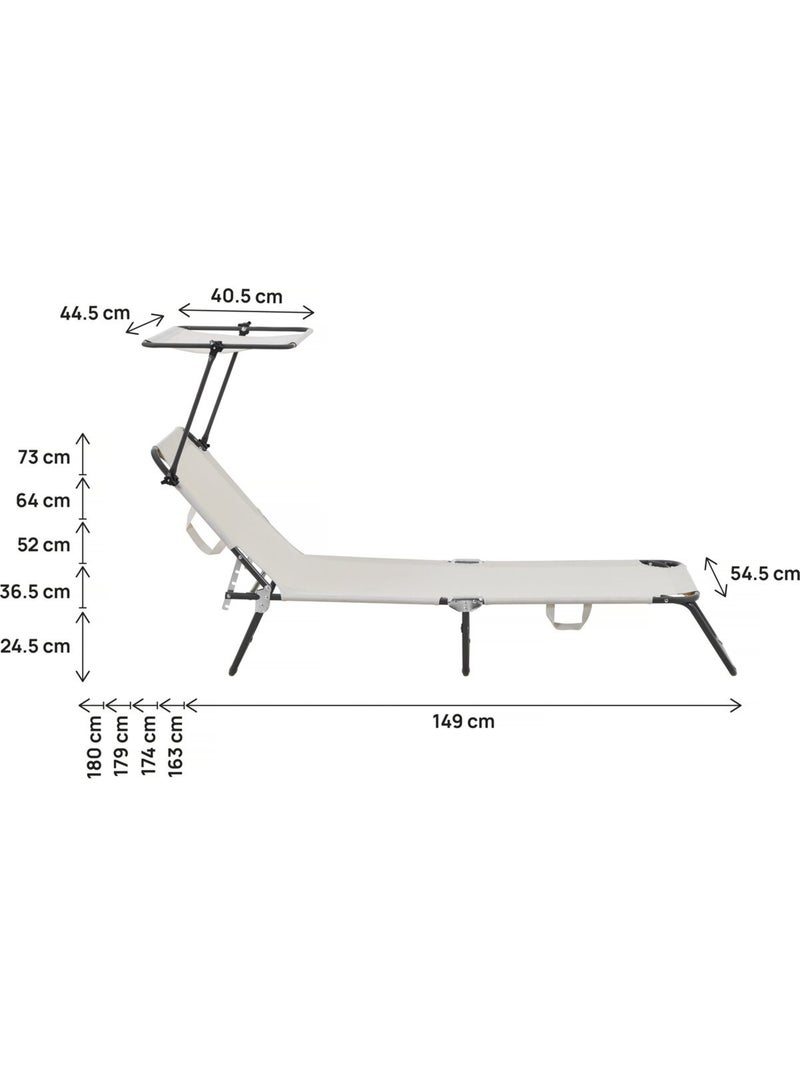 Bain de soleil pliable "Lazy" - Avec pare soleil Beige - Kiabi