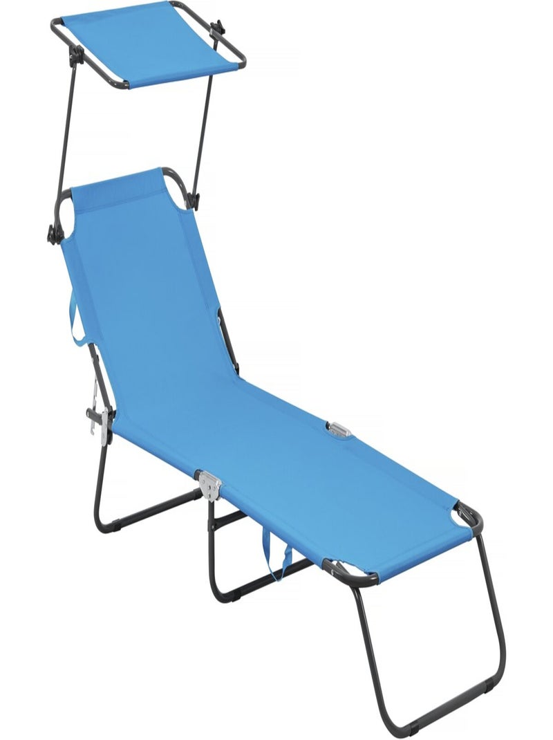 Bain de soleil pliable "Lazy" - Avec pare soleil Bleu - Kiabi