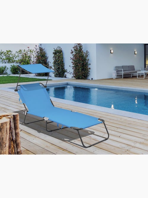 Bain de soleil pliable "Lazy" - Avec pare soleil - Kiabi
