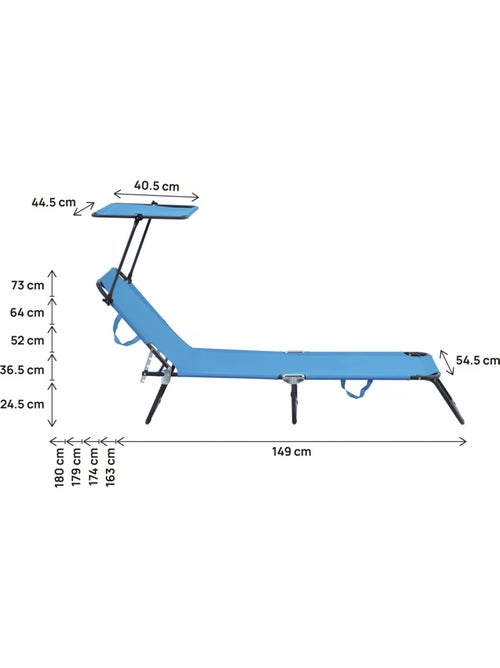 Bain de soleil pliable "Lazy" - Avec pare soleil - Kiabi