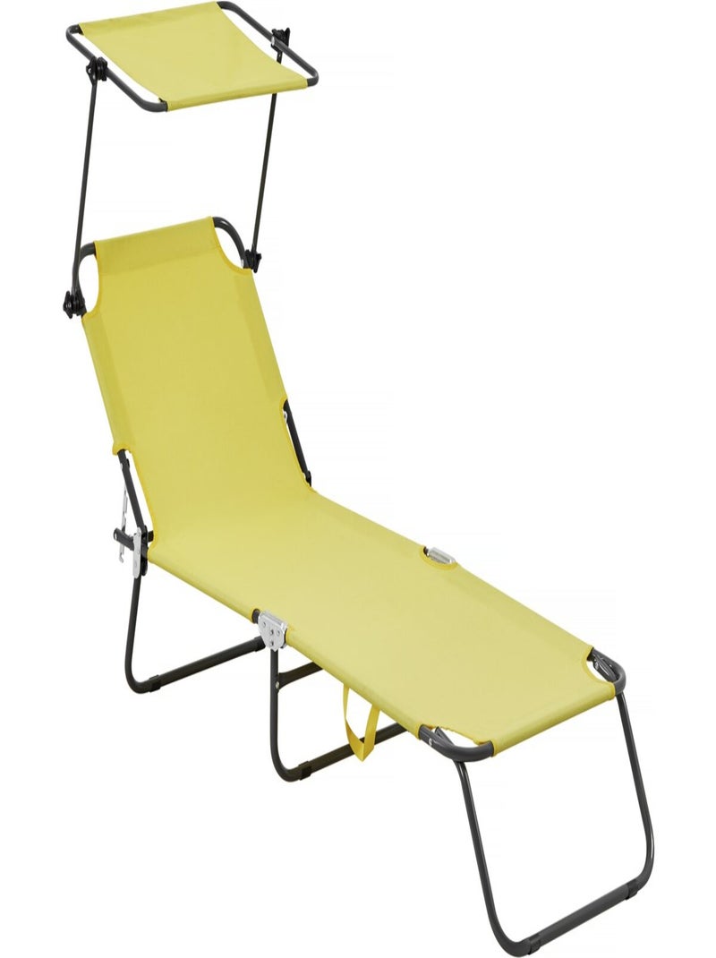 Bain de soleil pliable "Lazy" - Avec pare soleil Jaune - Kiabi
