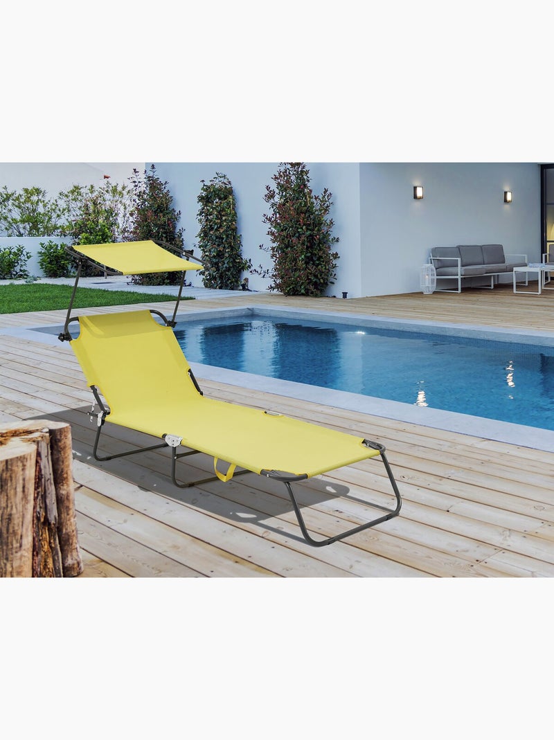Bain de soleil pliable "Lazy" - Avec pare soleil Jaune - Kiabi