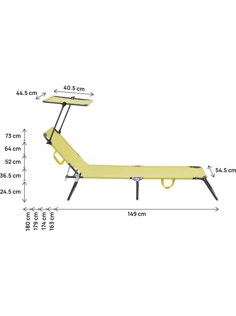 Bain de soleil pliable "Lazy" - Avec pare soleil Jaune - Kiabi