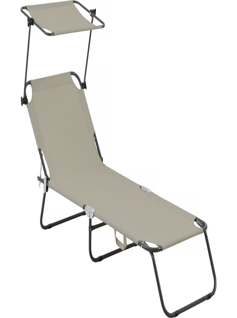 Bain de soleil pliable "Lazy" - Avec pare soleil Taupe - Kiabi