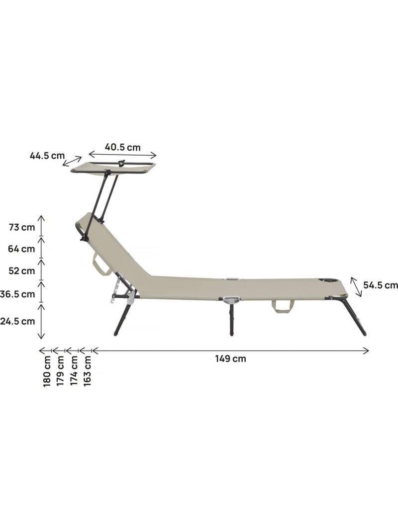 Bain de soleil pliable "Lazy" - Avec pare soleil Taupe - Kiabi