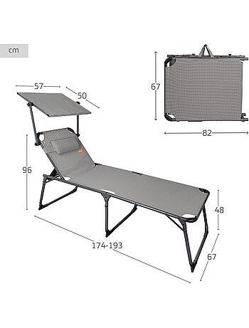 Bain de soleil pliant avec parasol et coussin aktive