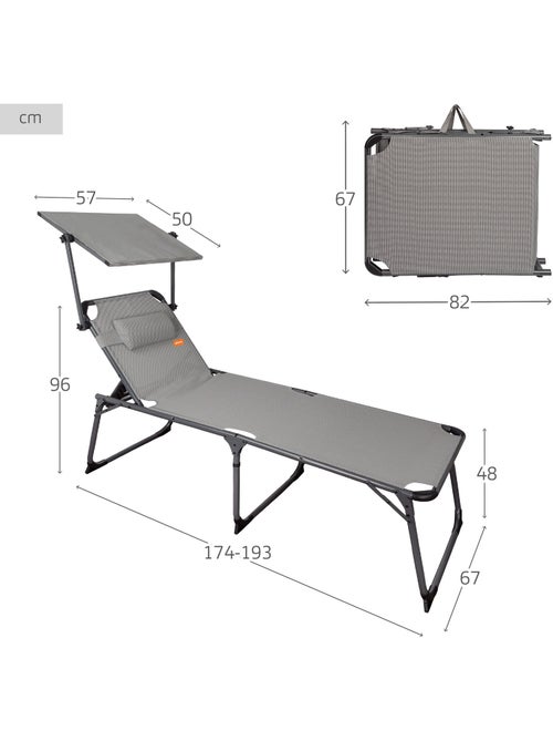 Bain de soleil pliant avec parasol et coussin aktive - Kiabi